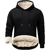 Flygo Men's Casual Fleece Sherpa Lined Hoodie Winter Warm Pullover Hooded Sweatshirt
