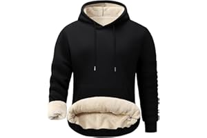 Flygo Men's Casual Fleece Sherpa Lined Hoodie Winter Warm Pullover Hooded Sweatshirt