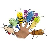 JUSTQUNSEEN 6pcs Insect Finger Puppet Set, Mini Hand Puppets Suitable for Kids, Cute Insect Animal for Role-Playing and Storytelling, Realistic Finger Puppet for Toddlers
