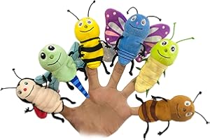 JUSTQUNSEEN 6pcs Insect Finger Puppet Set, Mini Hand Puppets Suitable for Kids, Cute Insect Animal for Role-Playing and Storytelling, Realistic Finger Puppet for Toddlers