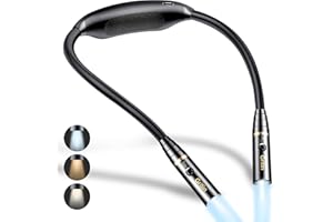 Gritin Neck Reading Light, Book Light for Reading in Bed-Eye Caring 3 Color Temperatures&Dimmable Brightness,Flexible Arms,Long Lasting,Comfortable Ergonomic Neck Round Design for Knitting,Reading etc