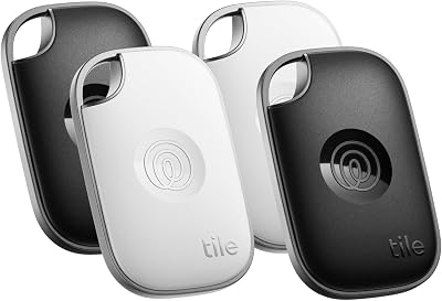 Tile Pro - Localizzatore, cerca oggetti e tracker Bluetooth per chiavi, borse e altro. Compatibile con iOS e Android. Trova telefono. Pacchetto da 4 (Nero/Bianco)