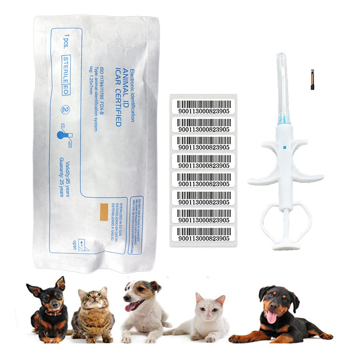 thumbnail image 2 of 20 Pack Yanzeo Pet Microchips – 1.4x8mm ISO FDX-B Animal ID Tags For Dogs & Cats (with Injector) 2 of 4
