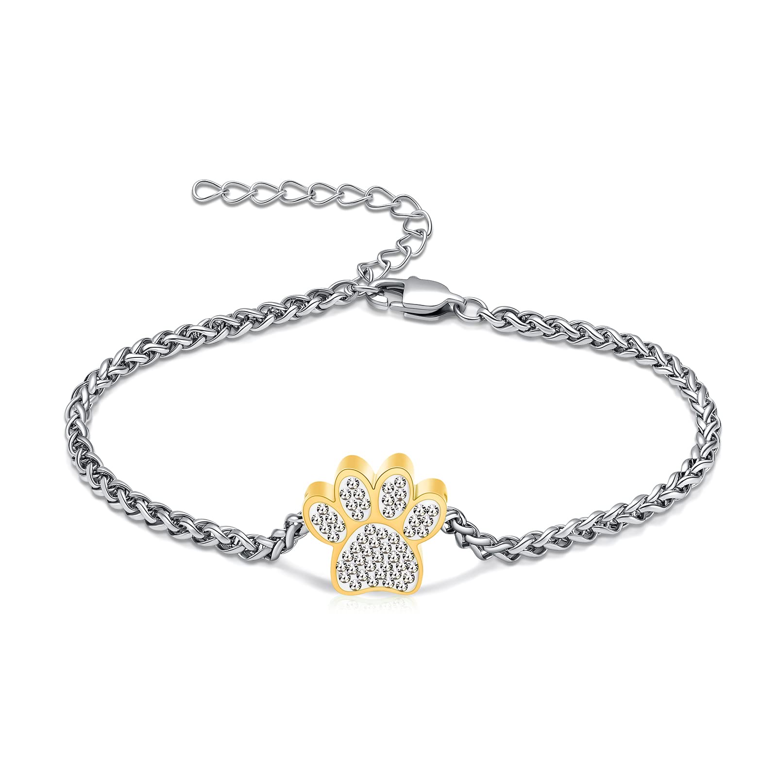 VCCWYQK Urn Bracelet for Ashes Dog/Cat Paw Print Bracelets Cremation Jewelry for Ashes Adjustable Memorial Keepsake Cremation Bracelets Jewelry Gifts for Women