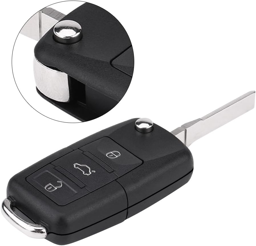 Remote Key Fob, Qiilu 3 Button Flip Car Remote Control Key Fob Case 433Mhz ID48 Chip for Seat Skoda 1k0959753G - Image 4