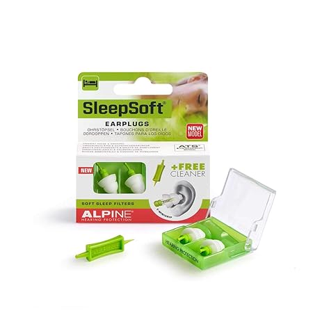 Alpine SleepSoft mit Minigrip 2018 – für einfaches Entfernen – Ohrstöpsel zum Schlafen & Dämpft Schnarch-Geräusche, Gratis Cl