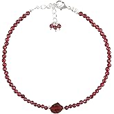 TGH Natural Gemstone Beads Bracelet - 2-2.5mm Micro Faceted Raw Crystals - Silver Plated Brass Chain 7+1 Inch - Healing Energy Jewelry for Women