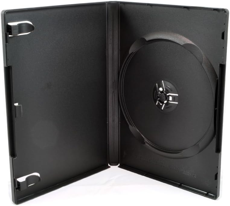 100 Pack Maxtek Standard 14mm Black Signle Disc DVD Cases with Outer Clear Sleeve, Machine Pack Grade, 100% New Plastic Material!