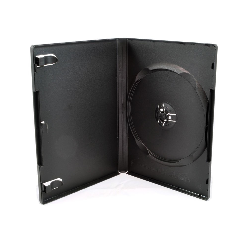Photo 1 of 25 Pack Maxtek Standard 14mm Black Signle Disc DVD Cases with Outter Clear Sleeve