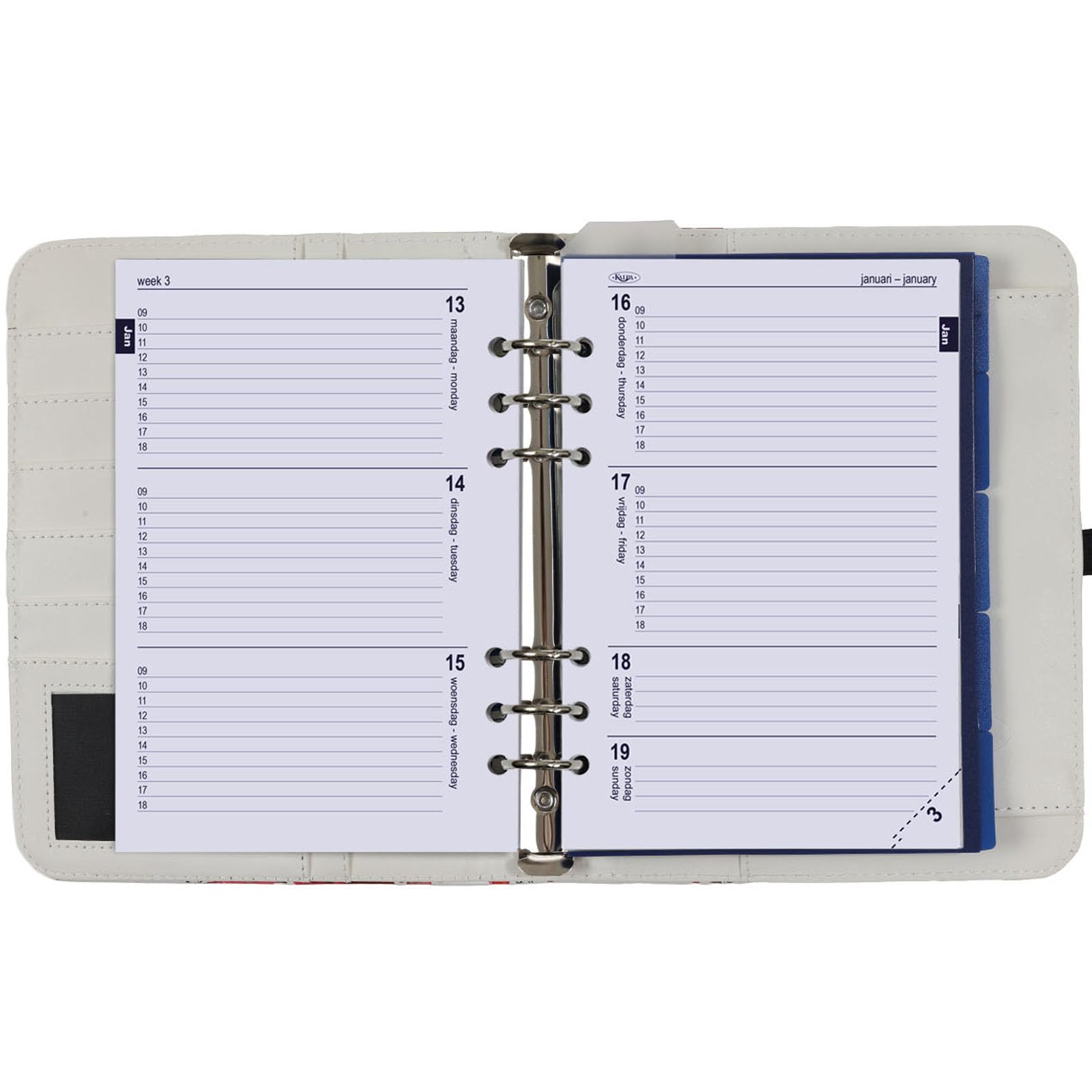 Kalpa 1011-15 A5 Organizer Ring Binder Red Rose with agenda refill 2024 2025 and 2026