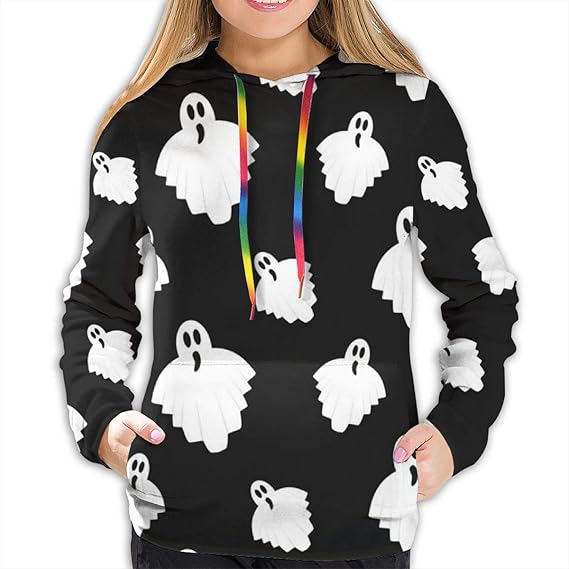 Amazon Co Jp ゴーストパターン レディース スウェット トレーナーパーカー パーカー トレーナー シンプル長袖 人気 フード付き ポケット付き プルオーバー 服 ファッション小物