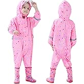 Fouyada Kids Toddler Rain Suit for Boys Girls One Piece Hooded Waterproof Coverall Rain Jacket Unisex Kids Puddle Suit