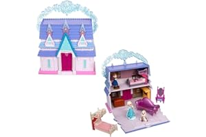 Disney Store Official Princess Micro Toy Set – Frozen - Set Includes Micro Figures of Elsa, Anna, Olaf, & Their Castle - Portable Playset with Handle - Perfect for Fans of Disney Princesses