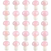 Ornaland 25 Pcs Pink Mushroom Glass Beads Charms Handmade Lampwork Loose Spacer Beads for Bracelets Necklaces Earrings Jewelry Making