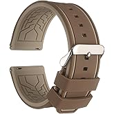 HARFINGTON Silicone Watch Bands Soft Quick Release Rubber Watch Bands with Silver Tone Buckle for Men Women