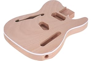 HXBER Unfinished Electric Guitar Body Blank - DIY Mahogany and Composite Wooden Parts Accessories for F Guitar