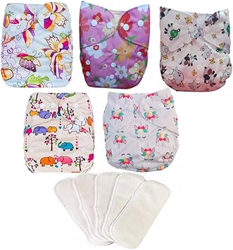 Catwald Panales Ecologicos De Tela Para Bebes Ninos Y Ninas En Paquetes De 5 Panales Con 5 Insertos De Carbono De 4 Capas Ultraabsorbente Nina Amazon Com Mx Bebe