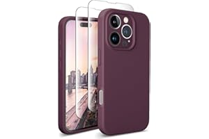 SUW Compatible with iPhone 16 Pro Max Case, [Compatible with MagSafe] 6.9" Silicone Case with[2 Screen Protectors][Full Camera Protection],Soft Anti-Scratch Microfiber Lining Inside, Wine Red