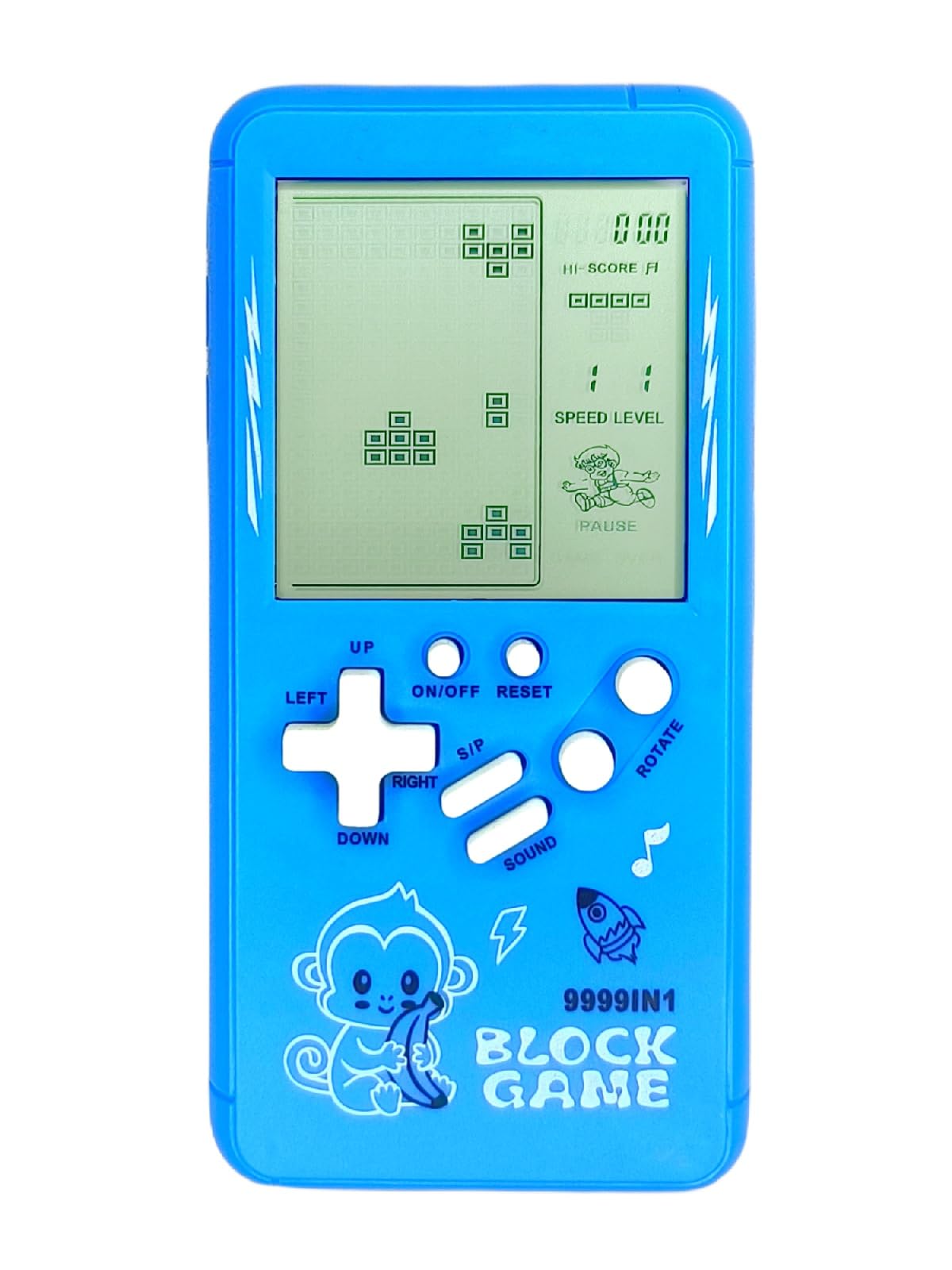 TAQY Cute cartoon Pattern Brick Game Console Built-in Multi-Block games Racing/Tank Battle Retro Pocket Game Machine Electronic game Portable Toys for children/adults (Blue)