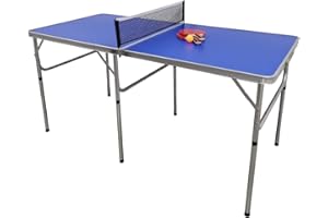 Trademark Innovations 5 Ft. Folding Table Tennis Ping Pong Table Set with Paddles and Balls, Blue