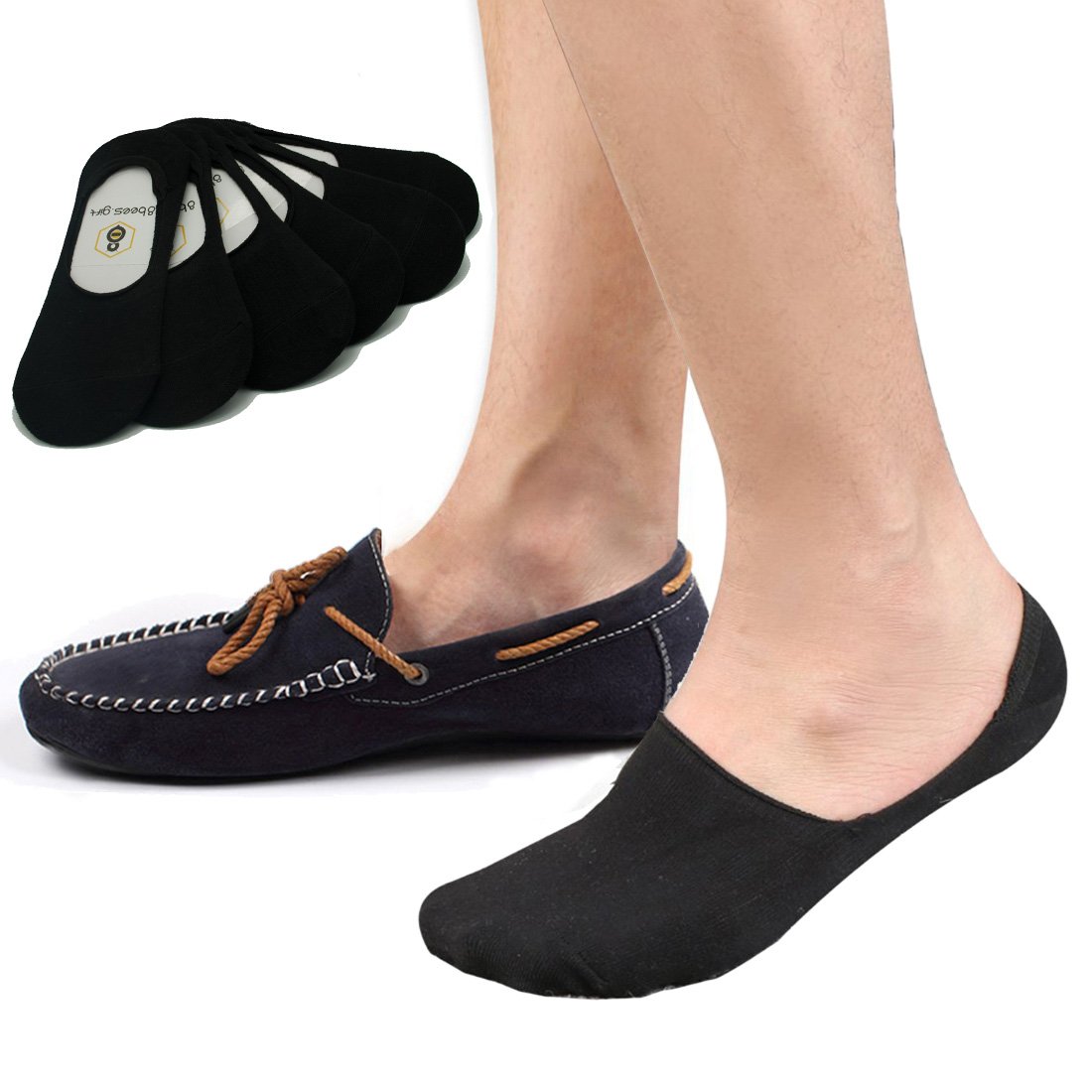 No Show Socks 8BESS GIFT Mens Socks Low Cut Non-Slip Grips (Pack of 6）L