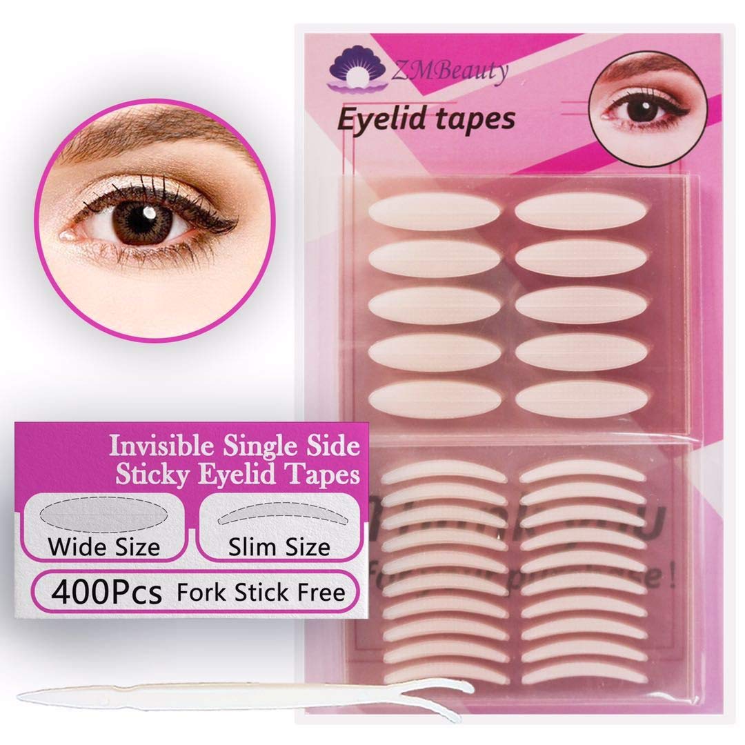 400Pcs Natural invisible Single Side Eyelid Tape Stickers Medical-use Fiber Eyelid Lift Strip, Instant Eye Lift Without Surgery, Perfect for Uneven Mono-Eyelids, 100 Pairs Slim + 100 Pairs Wide