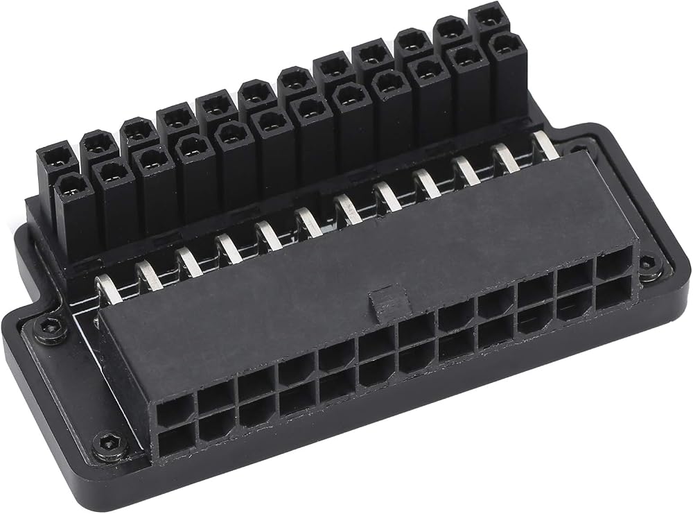 Yctze ATX 24-Pin 90 Degree Power Adapter Female to Male Right Angle Connector
