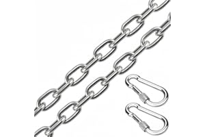 Ymeibe Heavy Duty Swing Chains 1/5" x 40" with 2 Carabiners, 500 LB Capacity Stainless Steel Hanging Swing Set for Hammock Punching Bags Indoor Outdoor Use (1 Pack)