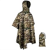WINWAY Military Style Poncho Multi Use Rip-Stop Camouflage Raincoat