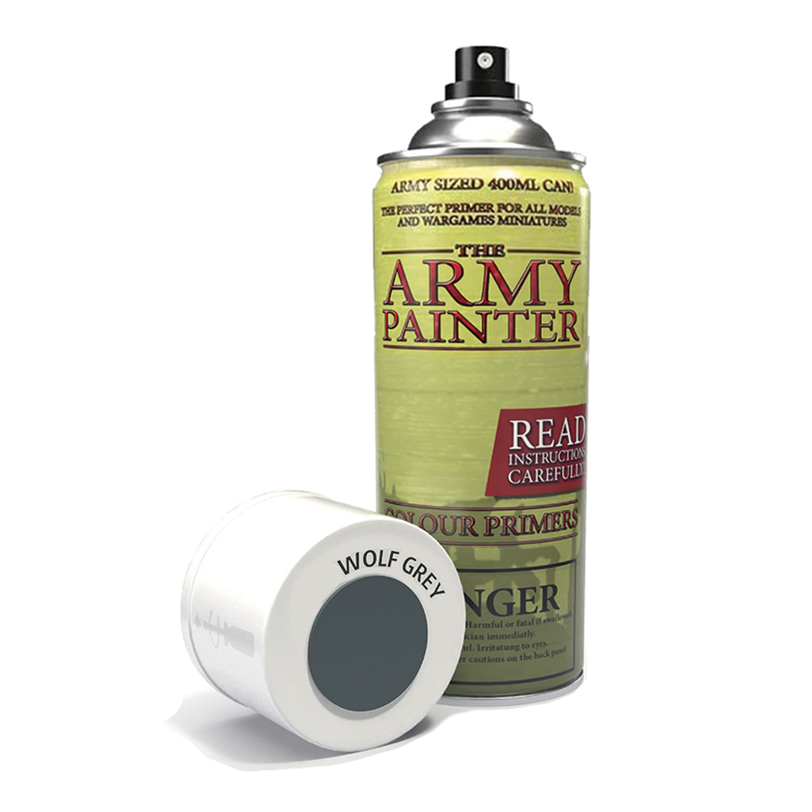 The Army Painter Colour Primer, Wolf Grey, 400ml, 13.5oz - Acrylic Spray Undercoat for Miniature Painting