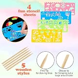 Mocoosy 60Pcs Scratch Art Paper Kids Rainbow Doodle Pads Kit with Stencils view 7