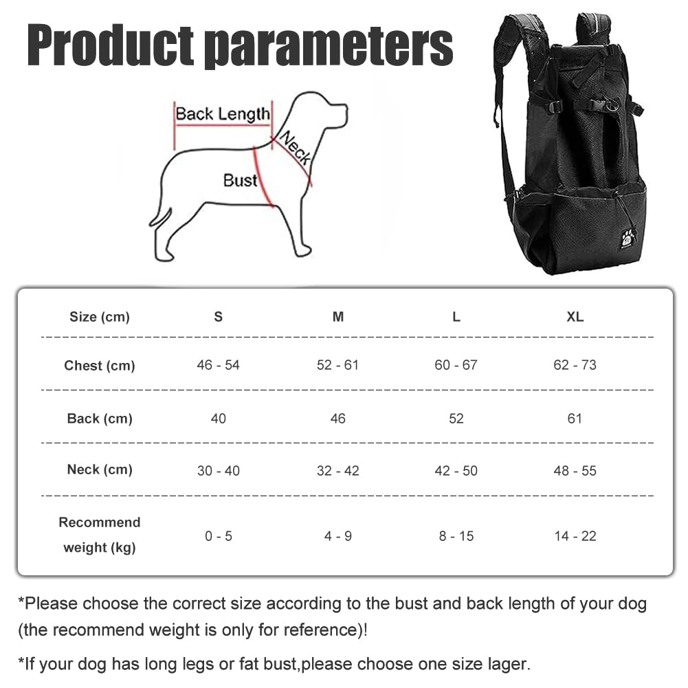 Woolala Dog Backpack with Waterproof Lining Travel Bag for Small Pets - Black XL