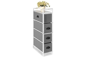 Narrow Dresser,4 Drawer Fabric Storage Cabinet,MOOACE Storage Tower Vertical with Removable Drawers and Wooden top,for Bedroom, Entryway, Closet - Grey