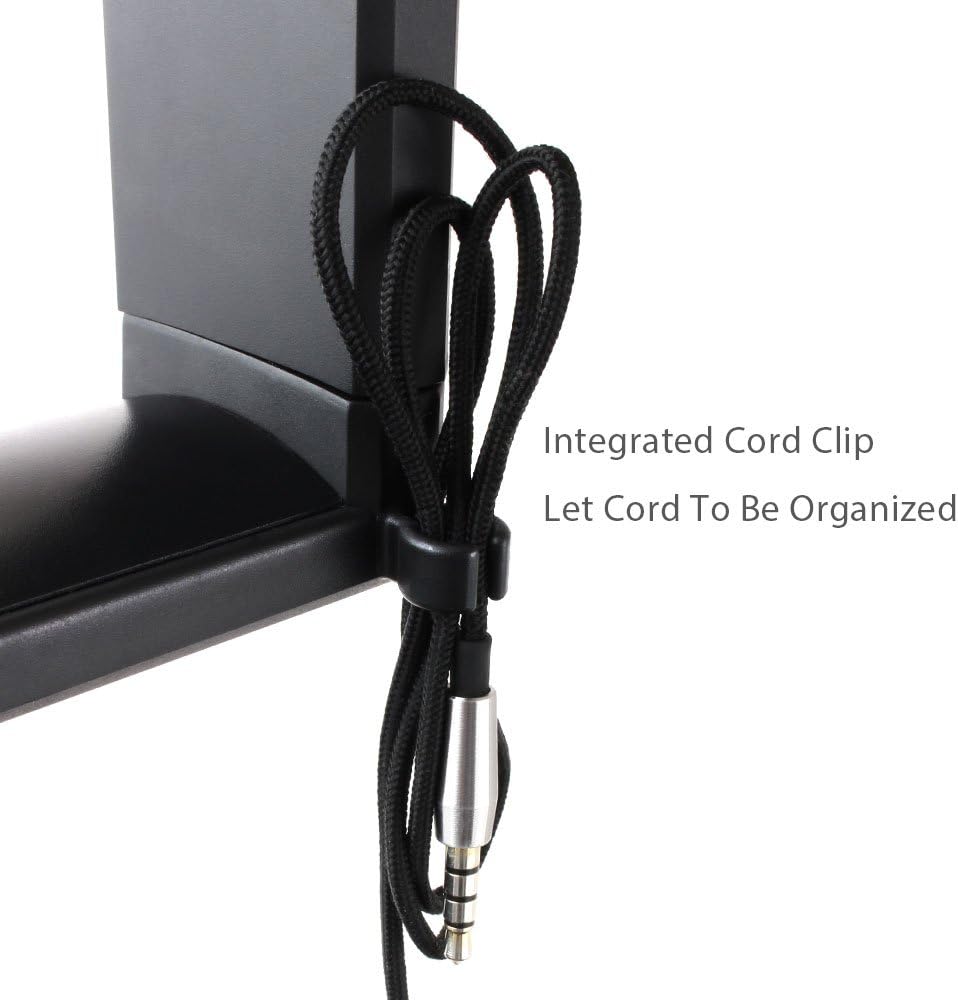 PC Gaming Headset Headphone Hook Holder Hanger Mount, Headphones Stand with Adjustable & Rotating Arm Clamp, Under Desk Design, Universal Fit, Built in Cable Clip Organizer EURPMASK: Home Audio & Theater