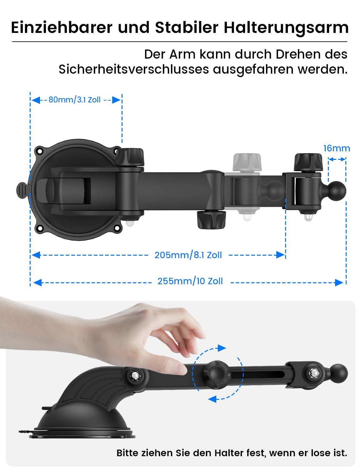 OHLPRO Tablet Halterung Auto, Saugnapf, Armaturenbrett & Scheibe, 5–13" 7