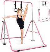 KAYMAN Gymnastics Horizontal Bar with Rings and Hand Protection Wrap 89-129cm