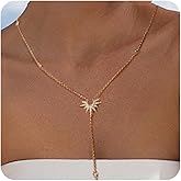 FANZE Dainty Sun Long Necklace for women,CZ 14K Gold Neckalce for Women Trendy Y Necklace Jewelry Gift