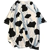 LAYAHAGO Cow Print Shirts for Women Short Sleeve T Shirt M/L/XL/XXL for 44-60kg