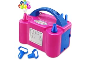 ID IDAODAN Portable Dual Nozzle Rose Red 110V 600W Electric Balloon Blower Pump/Electric Balloon Inflator for Decorations