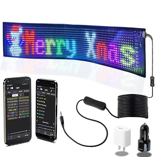 Led Sign App 27'' X 5'' Large LED Car Sign, Scrolling LED Sign APP Control, Flexible ...