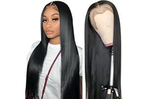 CUTE BEIN 210% Density 13x6 30 Inch HD Lace Front Wigs Human Hair Pre Plucked Glueless Straight Human Hair Wigs for Black Women Brazilian Lace Frontal Wigs with Baby Hair Free Part