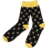 boxed-gifts Men's Mardi Gras Socks Fleur de Lis Patterned Premium Cotton Dress Casual Crew Socks for Men