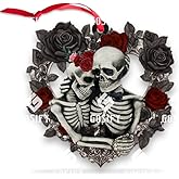 Gosify Skull Couple Ornaments for Christmas Decorations, Skull Ornaments Xmas Tree Decor, Wood Ornament Keepsake Gifts for Him Her Couples Engagement, Wedding Ornament for Newlyweds