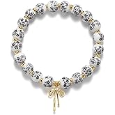 Beads Bow Charm Bracelet for Women Flower Vintage Bracelet Handmade Stretch Beaded Dainty Romantic Jewelry Gifts