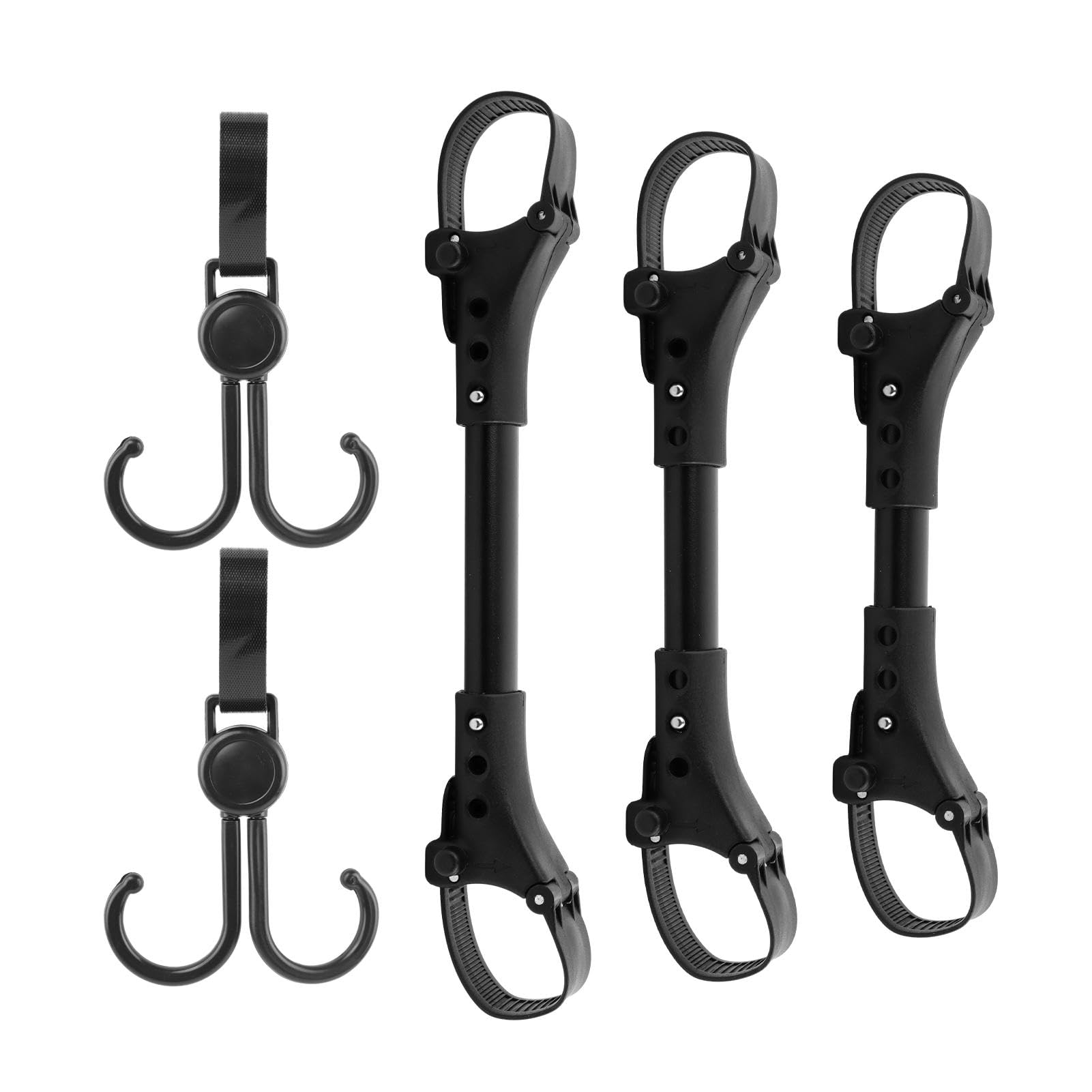 Photo 1 of 3pcs Stroller Connector with 2pcs Stroller Hook, Connector for Toddlers, Quick Release Adjustable Length with Hook Stroller Connector Set Twins(Black)