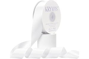 KRYVUS Double Faced White Satin Ribbon, 1-1/2 Inch X 50 Yards Polyester Ribbon for Gift Package Wrapping, Crafts, Bow Making, Sewing, Flower Bouquet, Wedding Party Decor