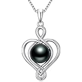 YZAB Valentine gift for Women Heart Necklace for Women Sterling Silver Black Pearl Necklace Gifts for Sister Birthday Anniversary Pendant Jewelry Valentine Christmas Xmas Gifts for Wife Her