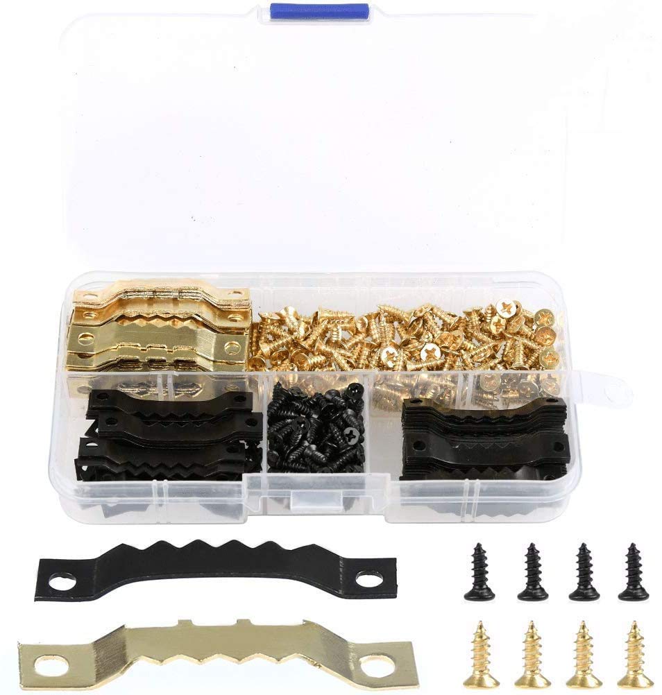 TIMESETL 120 Set Picture Hooks, Picture Hanging Kit, Wall Hooks for Hanging, Picture Hanging Nails, Photo Frame Hooks with Compartment Box - Black & Gold