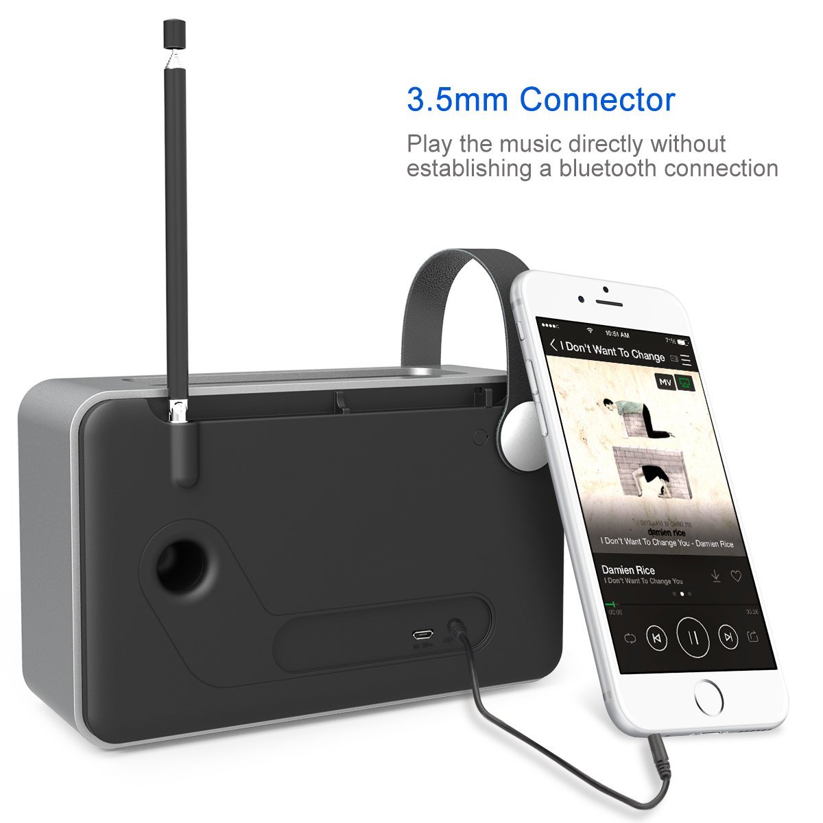 1byone DAB / FM Bluetooth Radio, Radio digital portátil con el despertador / FM / Pantalla LCD / 3.5mm Aux-in ,color plata & gris