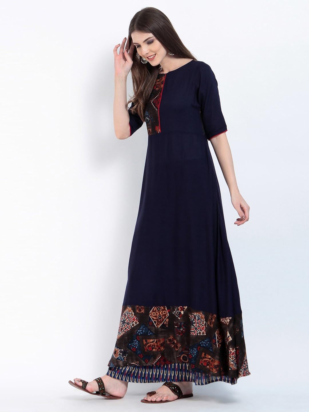 ives grey viscose rayon anarkali abstract kurti for women